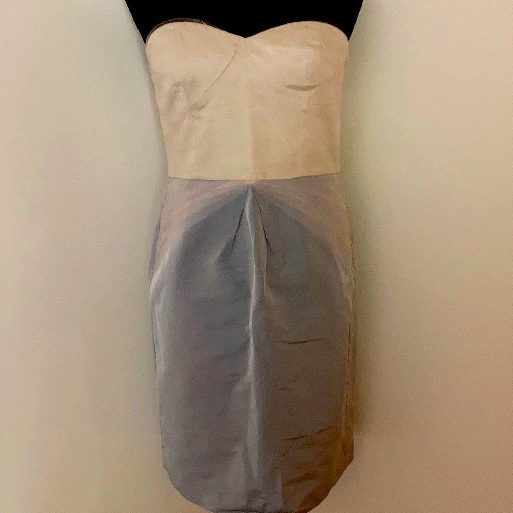 Beautiful cream and gray cocktail dress.